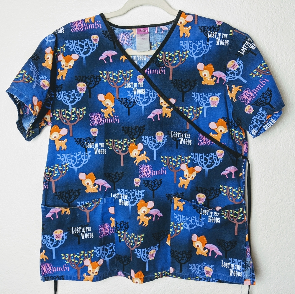 2/$17 World of Disney Bambi scrub top. Sz S.